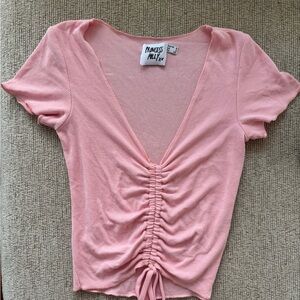 Princess Polly Blush Pink Ruched V-Neck Crop Top